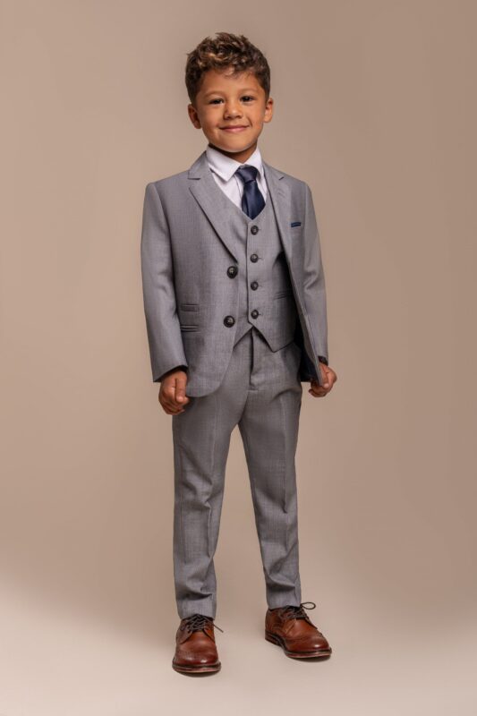 Kids Mini Evil Man Grey Suit Costume - Halloween Or Dress-Up Costume For Boys