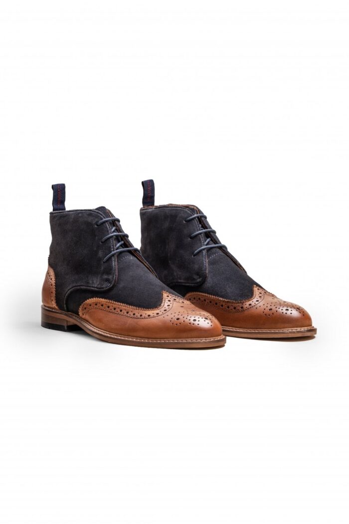 house of cavani connick navy tan brogue boots p833 50890 image
